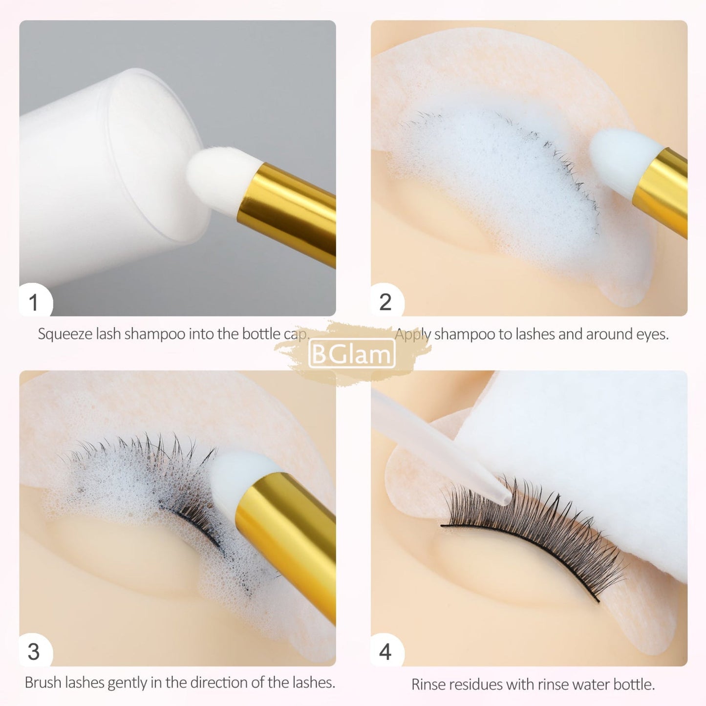 EMEDA Whipped Lash Shampoo Kit 100ml | Eyelash Extension Cleanser with Cleaning Brush & 20 Lash Brushes