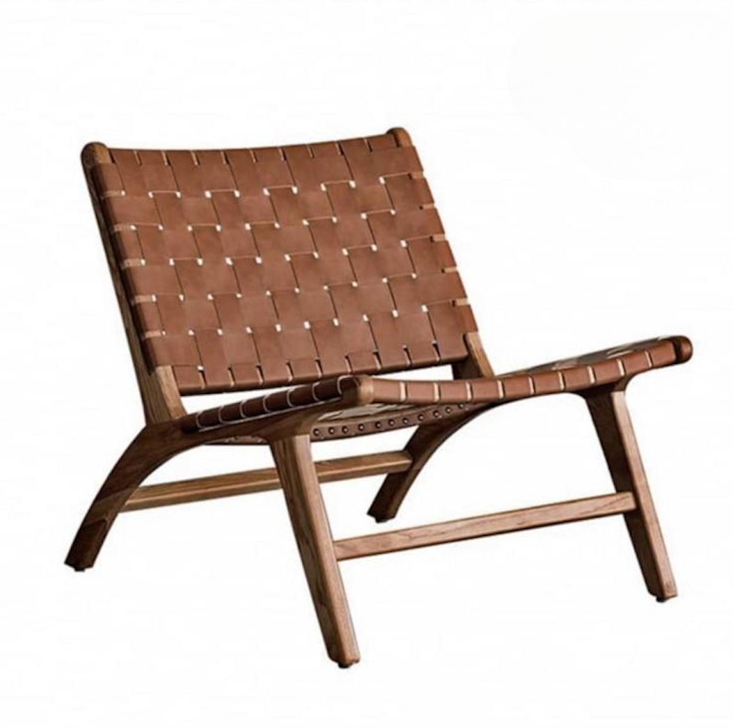 Woven Lounge Chair for Wellness Spaces and Beauty Salons | Dark Brown