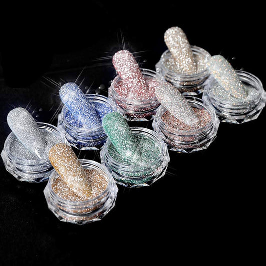 Poudre scintillante pour les ongles - Disponible en 8 couleurs