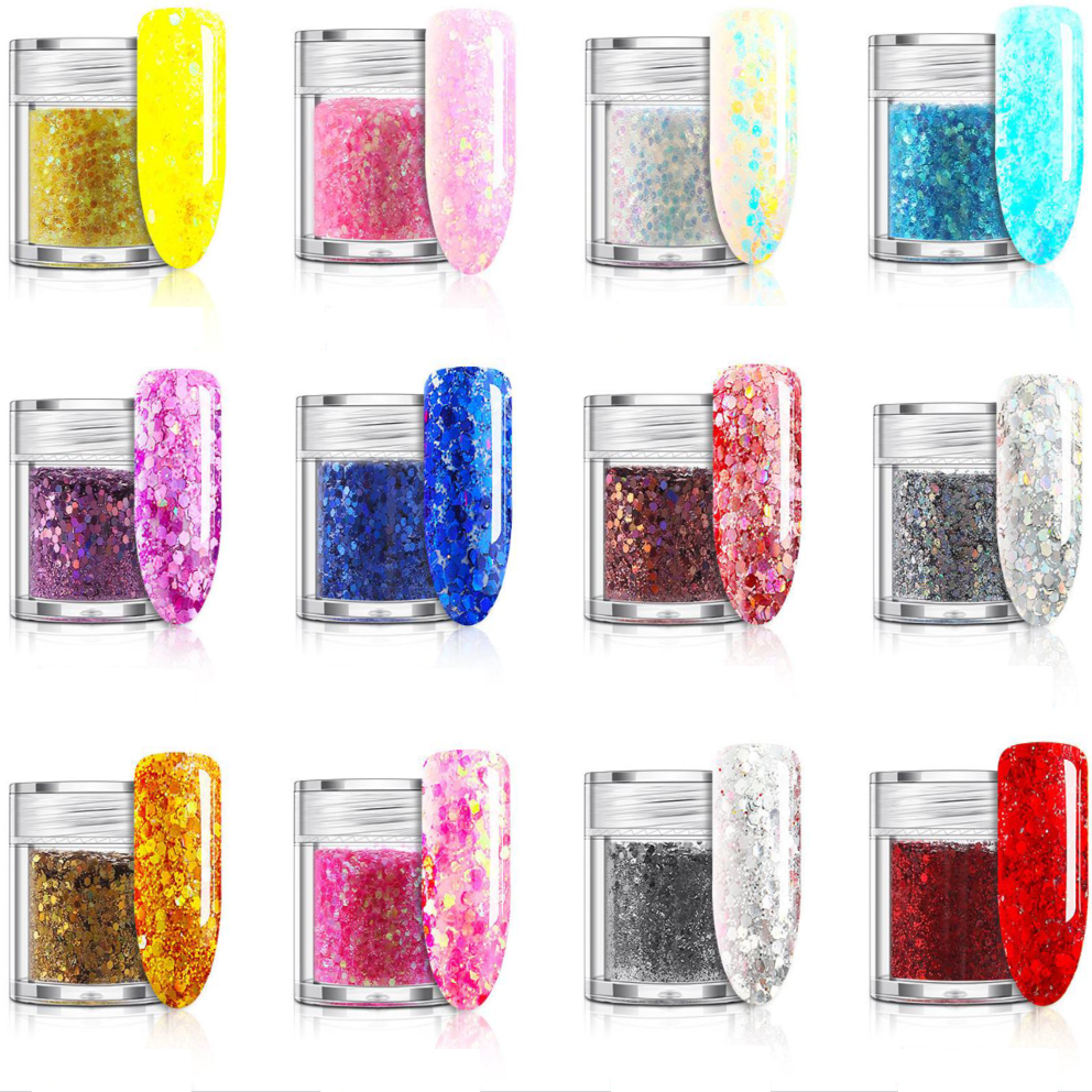 Ensemble de 12 pièces de sequins légers pour ongles