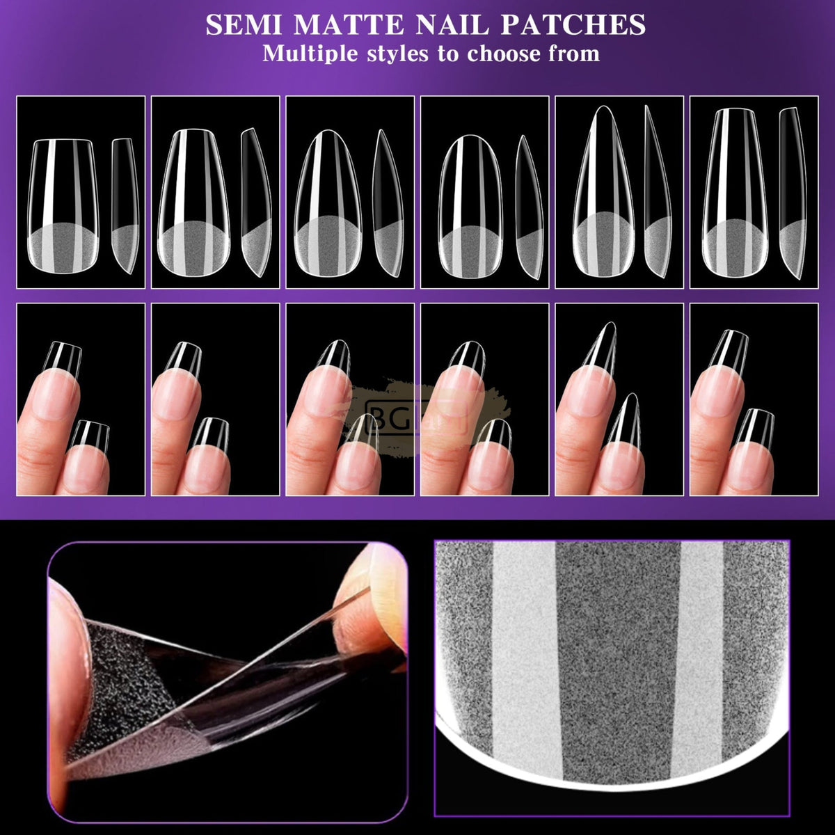 Vicovi 480pcs Full Cover Short Ballerina Nail Tips | Half Matte