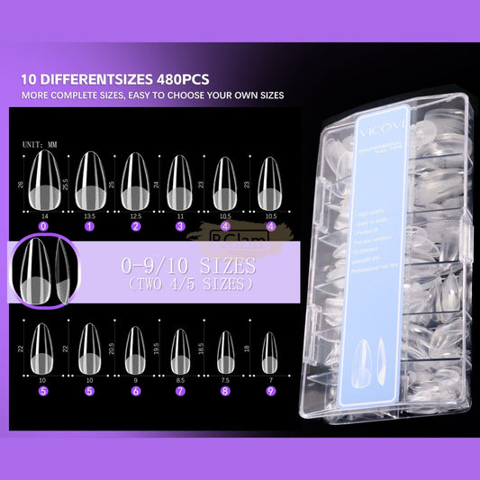 Vicovi 480pcs Full Cover Almond Nail Tips | Half Matte