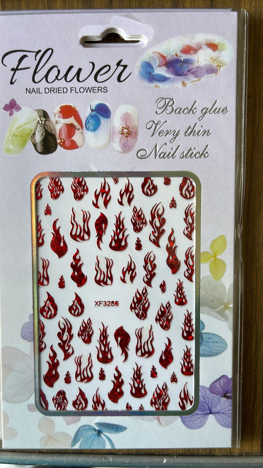 Nail Stickers | Flame | XF3286 | Holographic Red