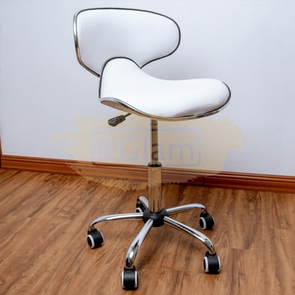 Modern Shell Shape Drafting Chair With Wheels - White