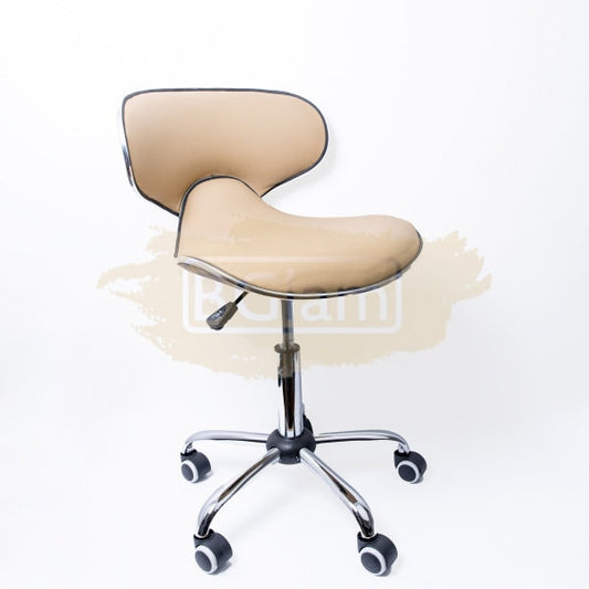 Modern Shell Shape Drafting Chair With Wheels - Beige