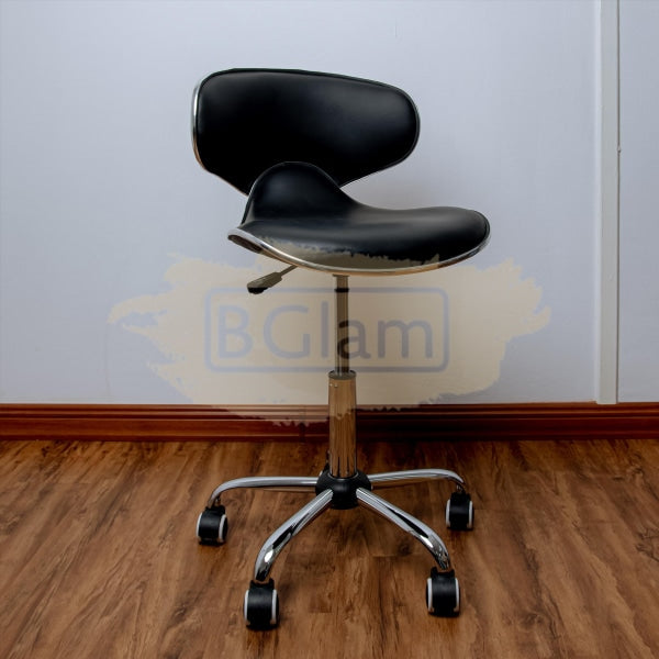 Modern Shell Shape Drafting Chair With Wheels - Black