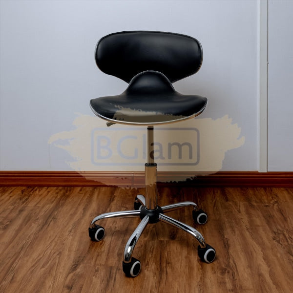 Modern Shell Shape Drafting Chair With Wheels - Black