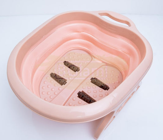 Collapsible Foot Spa Soaking Tub With Massage Rollers - Pink