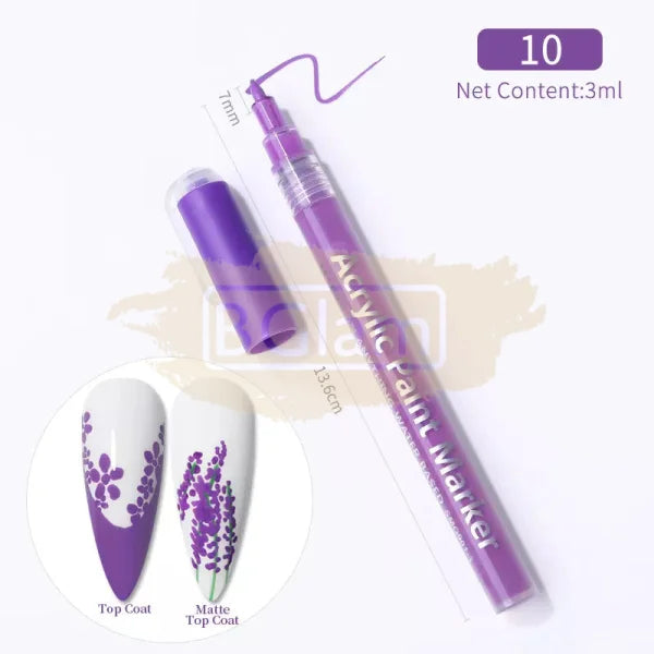 Acrylic Paint Marker Pen - 10 Purple Nail Accessories