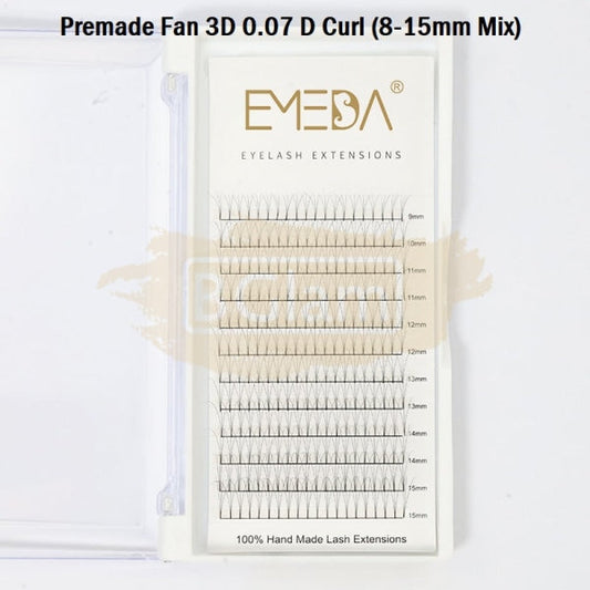 Emeda Premade Fans Eyelash Extensions Mixed Length - 120 3D 0.07 D Curl 9-15Mm False Eyelashes