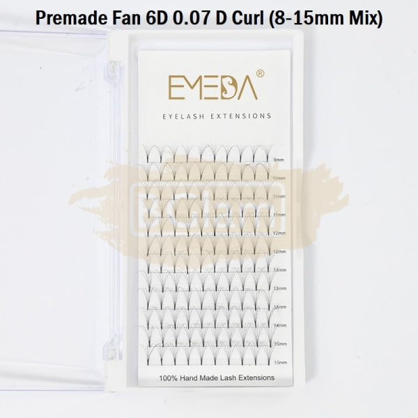 Emeda Premade Fans Eyelash Extensions Mixed Length - 120 6D 0.07 D Curl 9-15Mm False Eyelashes