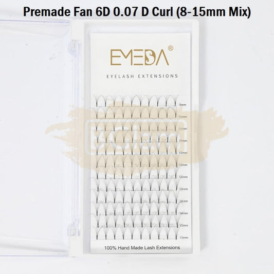 Emeda Premade Fans Eyelash Extensions Mixed Length - 120 6D 0.07 D Curl 9-15Mm False Eyelashes