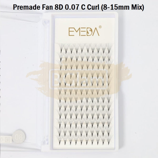 Emeda Premade Fans Eyelash Extensions Mixed Length - 120 8D 0.07 C Curl 9-15Mm False Eyelashes