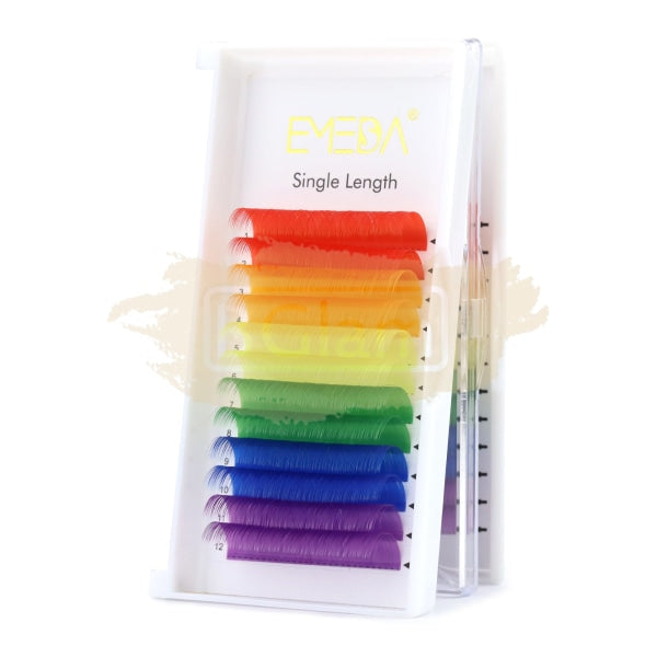 Extensions de cils EMEDA | Arc-en-ciel 6 couleurs | Courbure C 0,07 | 15 mm