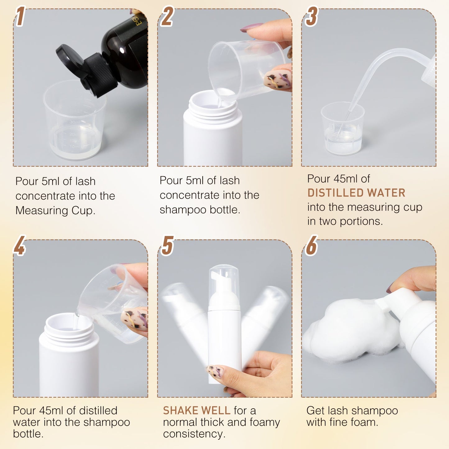 Kit de concentré de shampooing pour cils EMEDA 100 ml | Jusqu'à 20 fois 50 ml de shampooing pour cils