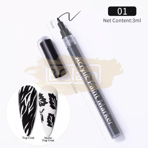 Acrylic Paint Marker Pen - 01 Black Nail Accessories