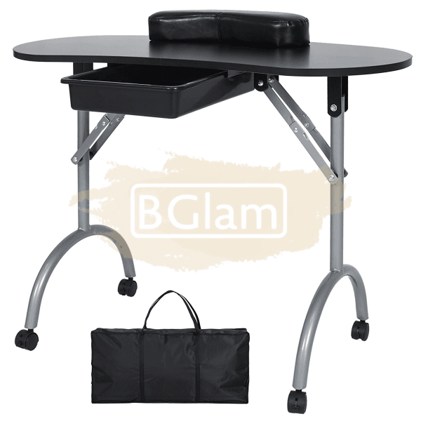 Foldable Manicure Station With Carry Bag - Black Mt-005 Table