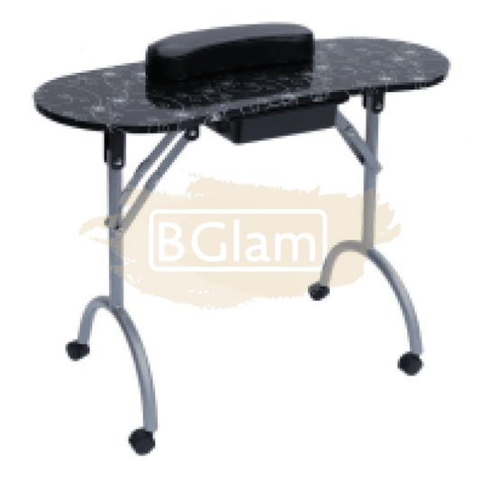 Foldable Manicure Station - Black Flower Design With Carry Bag Mt-017F Table
