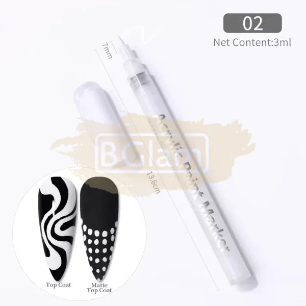 Acrylic Paint Marker Pen - 02 White Nail Accessories