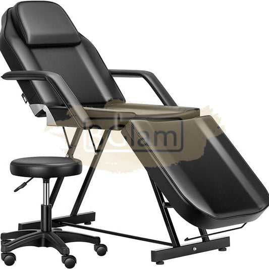 Salon Facial Massage Chair/Bed With Stool - Black