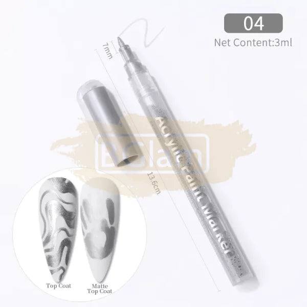 Acrylic Paint Marker Pen - 04 Silver Nail Accessories