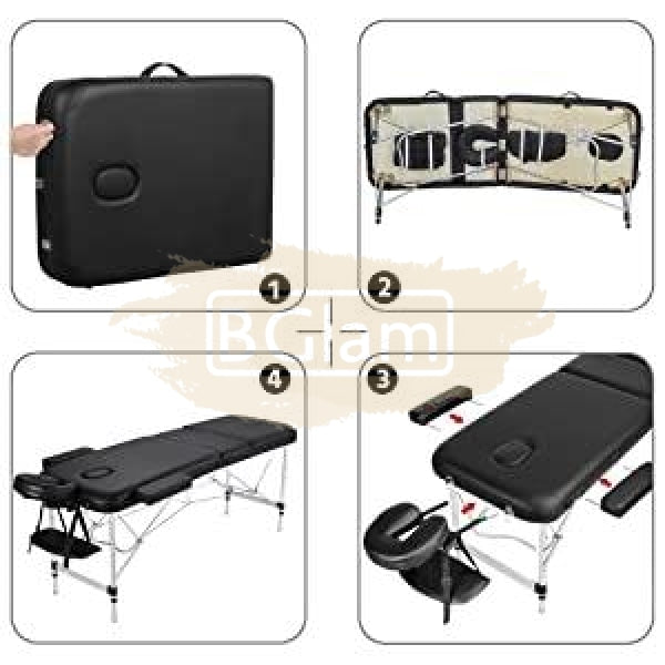 Portable Massage Spa Bed With Metal Legs - Black