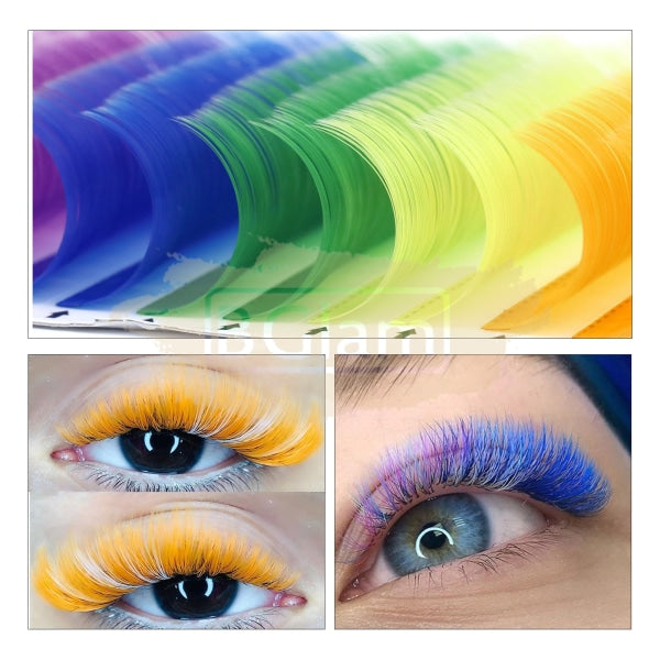 Extensions de cils EMEDA | Arc-en-ciel 6 couleurs | Courbure C 0,07 | 15 mm