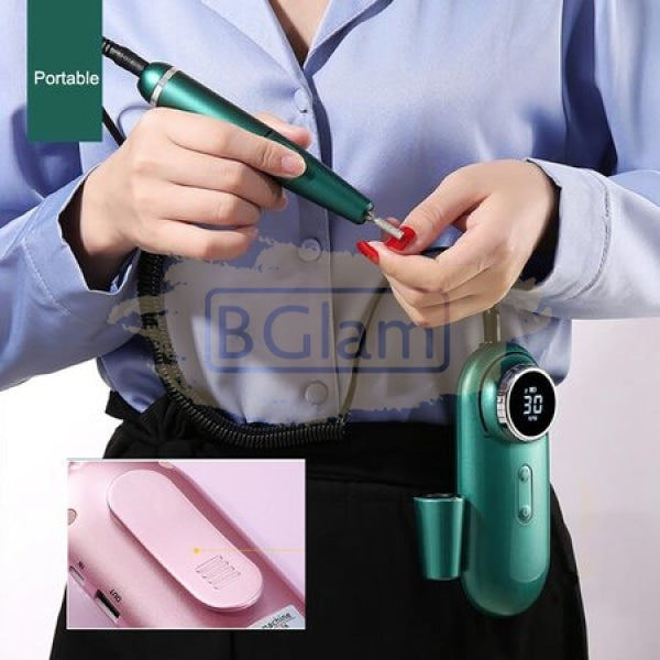 Portable Rechargeable Nail Drill Machine With Lcd Display 30 000 Rpm White