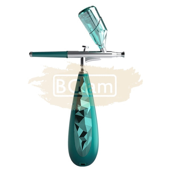Chxi Multi-Purpose Rechargeable Handheld Single Action Airbrush Set For Makeup - Green/Black