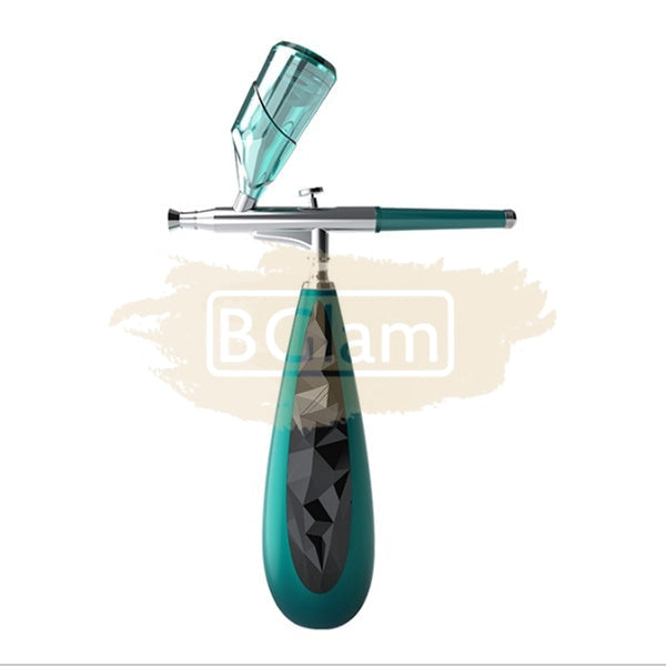 Chxi Multi-Purpose Rechargeable Handheld Single Action Airbrush Set For Makeup - Green/Black