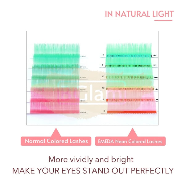Emeda Faux Mink Eyelash Extensions - Neon Colored Lash 0.07 C Curl 14Mm False Eyelashes