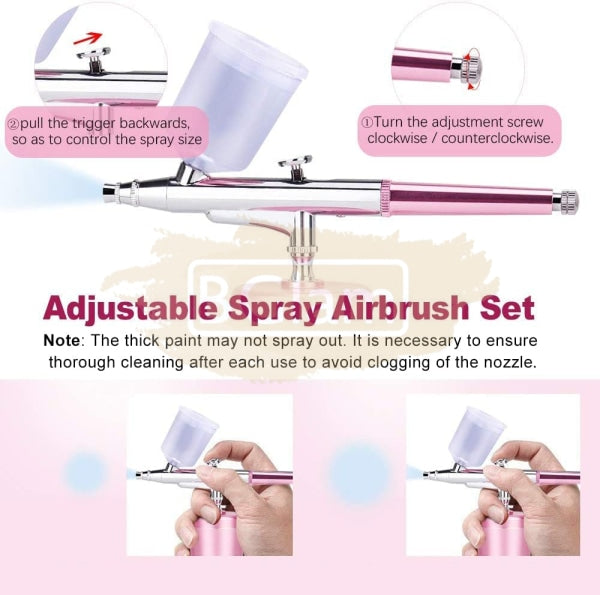 Multi-Purpose Rechargeable Handheld Single Action Airbrush Set - Red