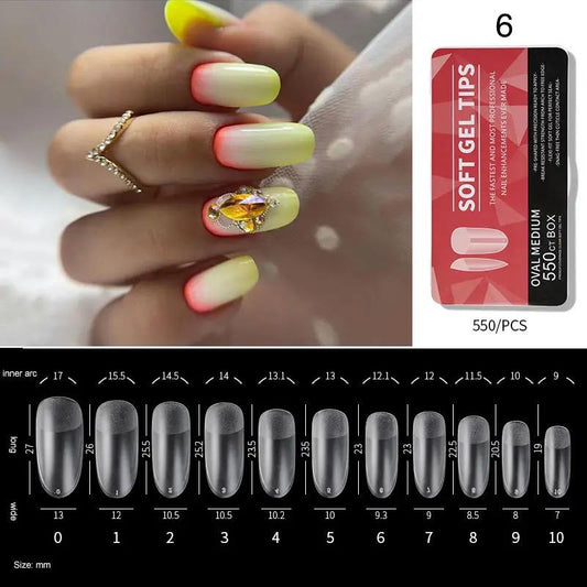 Soft Gel Tips #6 | Full Cover Oval Medium 550 Red Box Nail