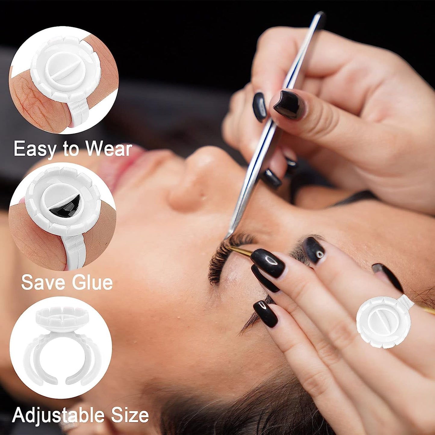 Disposable Glue/Pigment Ring Cup With 2 Slots And V-Shaped Base - White Lash Extension Accessories