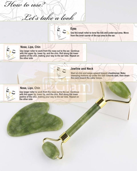 Jade Facial Roller & Gua Sha Set | Green Face Care