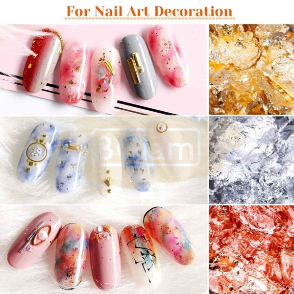 Gold, Silver, and Rose Gold Foil Flakes for Nail Art & Craft Foil – BGlam  Reunion