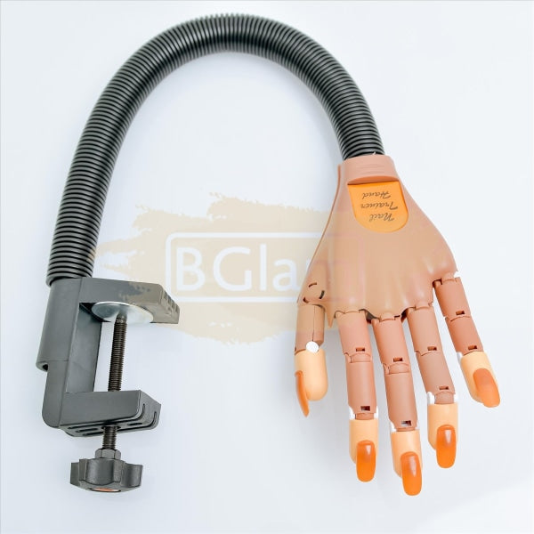 Flexible Nail Practice Training Hand With Table Clamp (Includes 100 Tips)