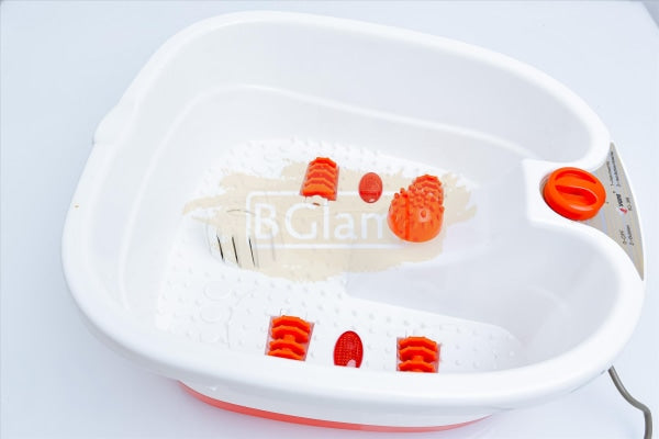 Foot Spa Bath Massager With Heat & Rollers - Orange/White Salon Furnishing