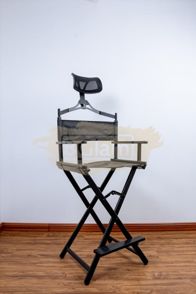 Professional Makeup Artist Directors Chair With Headrest - Black Furniture