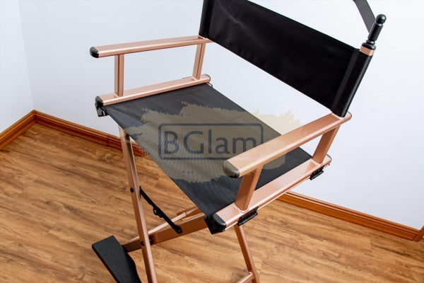 Professional Makeup Artist Directors Chair With Headrest - Rose Gold Furniture