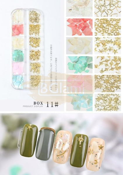 Nail Art Mixed Shell Jewelry Decoration Set - Available In 15 Designs