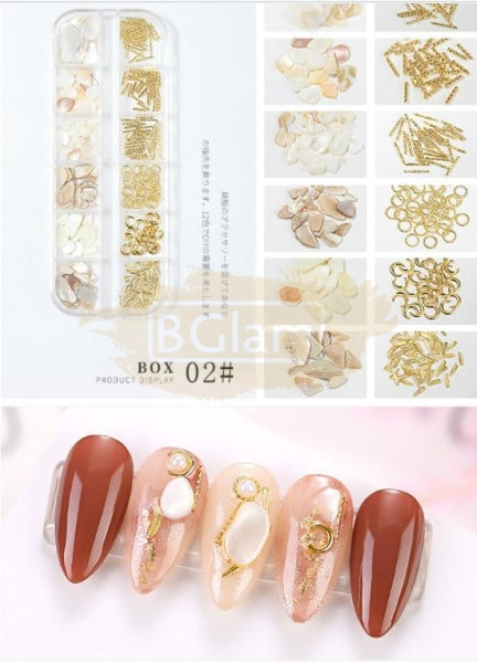 Nail Art Mixed Shell Jewelry Decoration Set - Available In 15 Designs