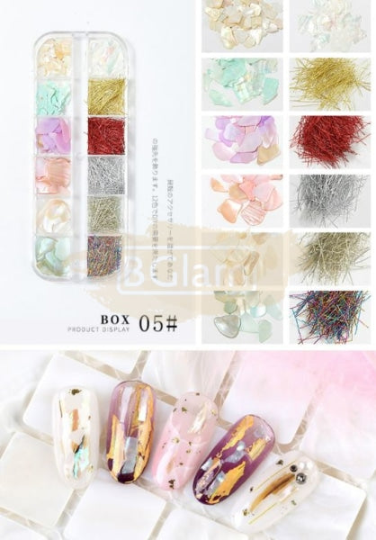 Nail Art Mixed Shell Jewelry Decoration Set - Available In 15 Designs