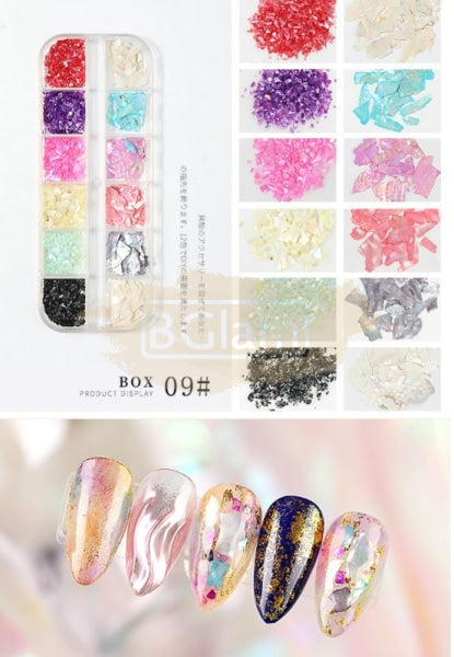 Nail Art Mixed Shell Jewelry Decoration Set - Available In 15 Designs