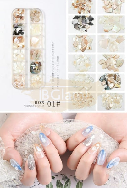 Nail Art Mixed Shell Jewelry Decoration Set - Available In 15 Designs