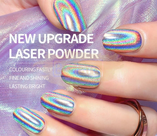 Nail Powder Laser Chrome Aurora Mirror W Sponge Eyeshadow Applicator Art Tool