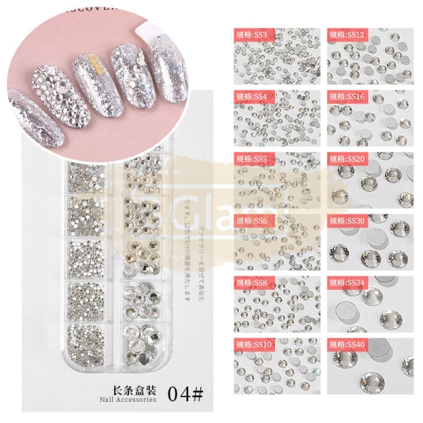 Diamond Glass Rhinestones Flatback Mixed Series - Available In 7 Colors 4 Nail Art Decorations