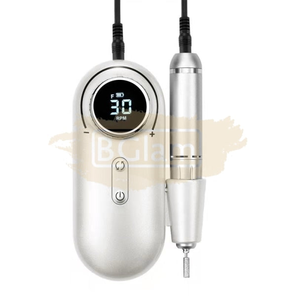 Portable Rechargeable Nail Drill Machine With Lcd Display 30 000 Rpm White