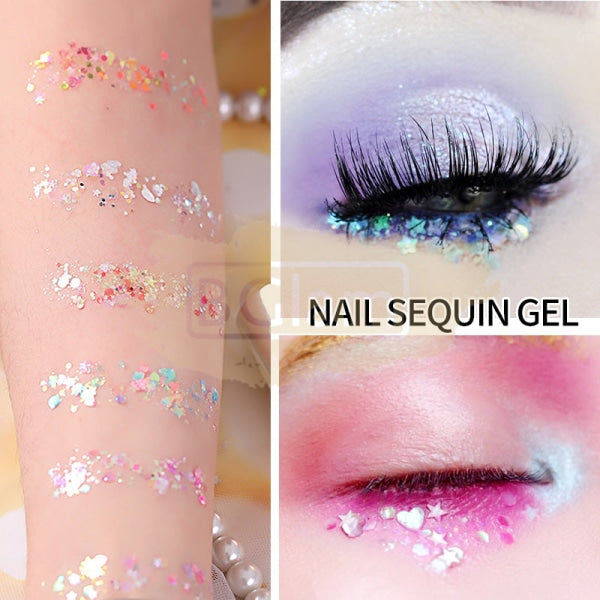 Fairy Eyes Nail Sequin Gel Silver Available In 6 Designs Sequins