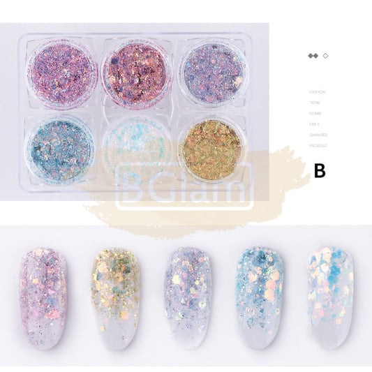 Fairy Eyes Nail Sequin Gel Colorful Available In 6 Designs Sequins